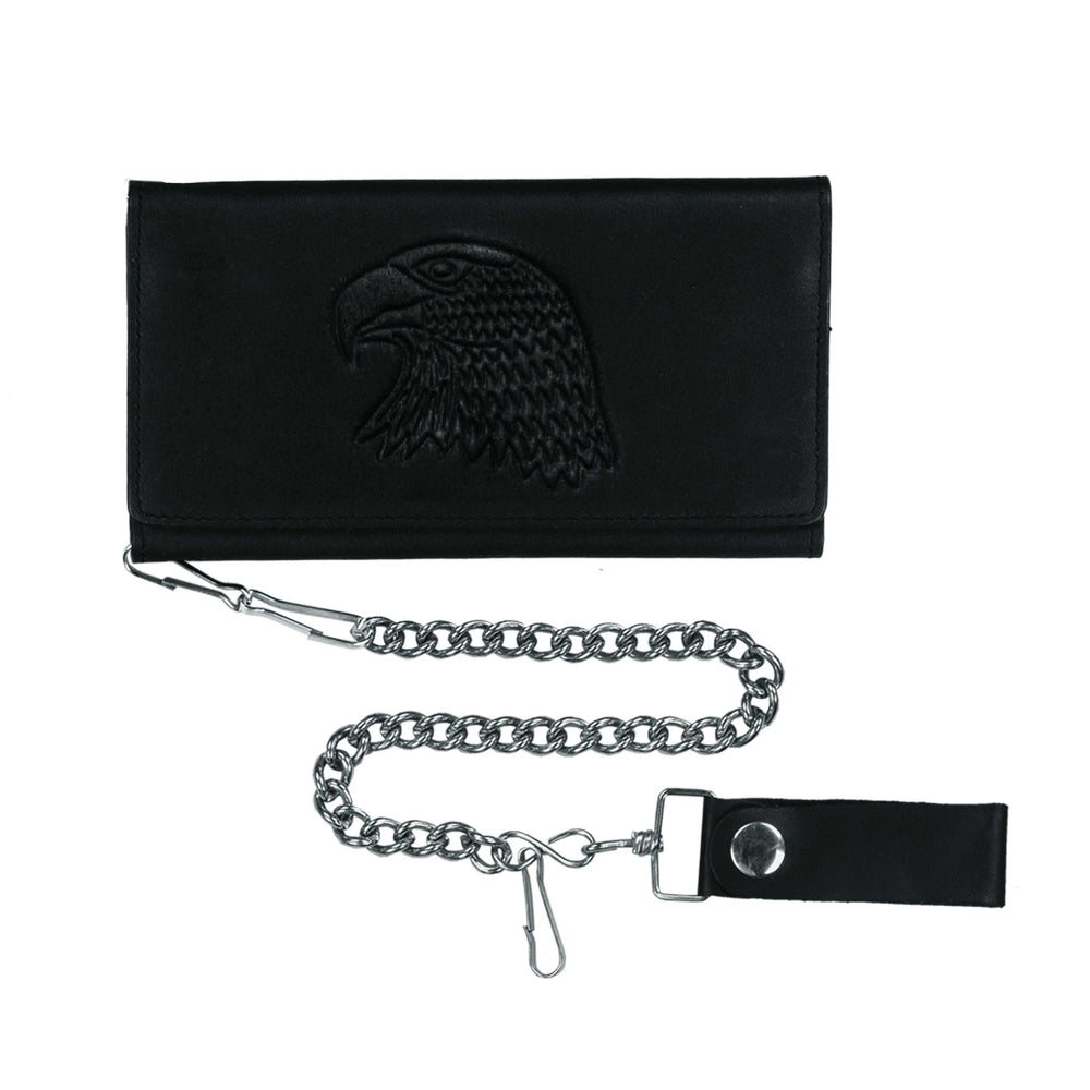 Royal Black Snap Closure Biker Chain Wallet - Unik Just for Bikers - Flyclothing LLC