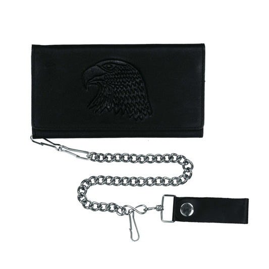 Royal Black Snap Closure Biker Chain Wallet - Unik Just for Bikers - Flyclothing LLC