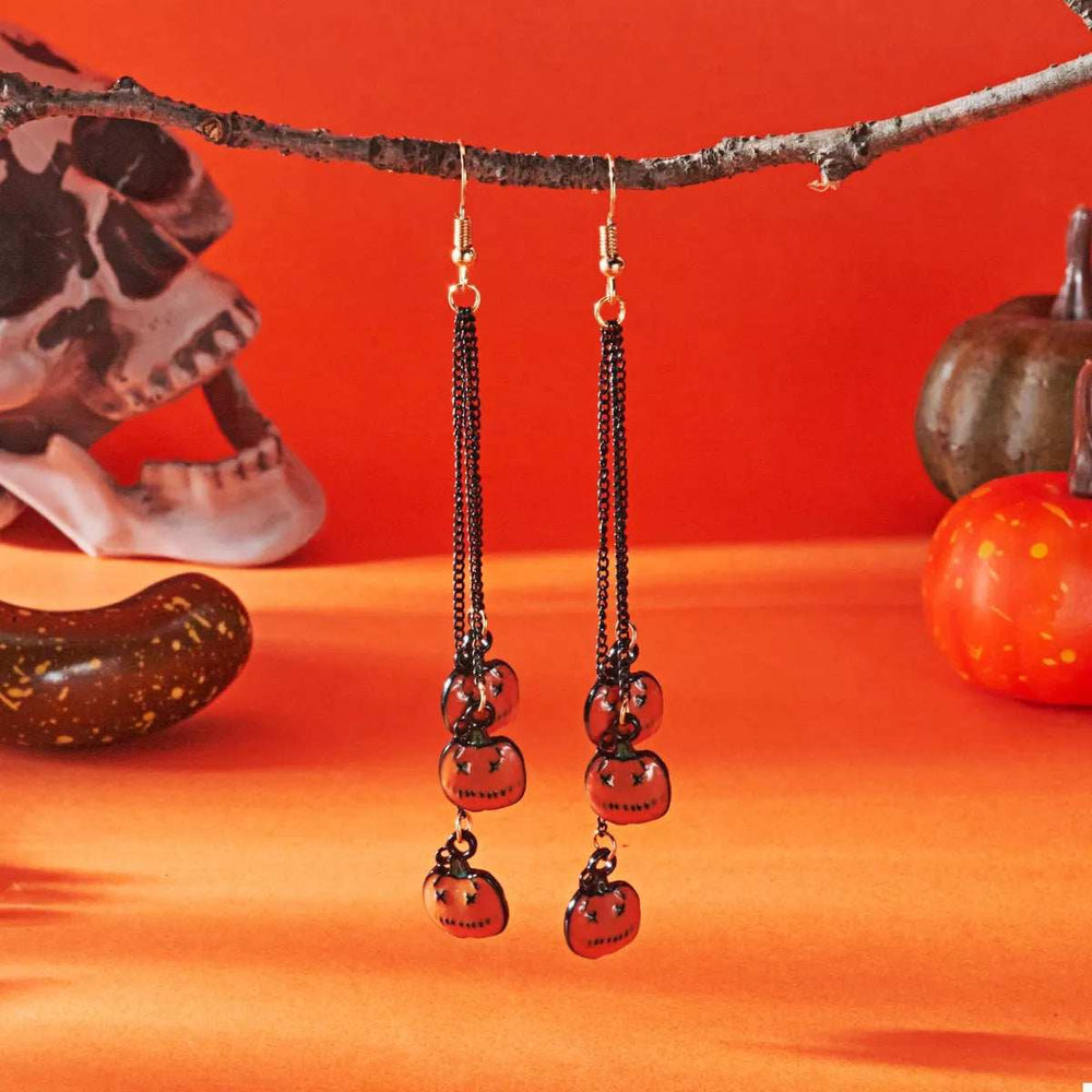 Halloween Pumpkin Chain Drop Earrings - Trendsi - Flyclothing LLC