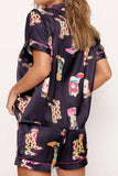 Printed Button Up Short Sleeve Top and Shorts Lounge Set - Trendsi - Flyclothing LLC