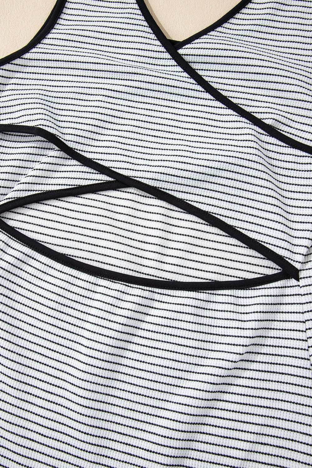 Stripe Crisscross Side Slits Slim Fit Sleeveless Midi Dress - Trendsi - Flyclothing LLC