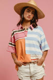 BiBi Mix And Match Stripe Color Block Shirt - Trendsi - Flyclothing LLC