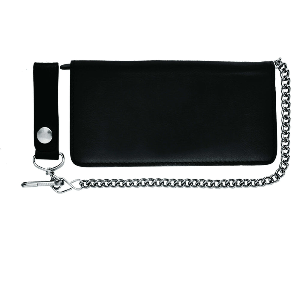 Black Bifold Leather Biker Wallet - Unik Just for Bikers - Flyclothing LLC