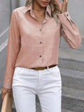 Button Up Collared Neck Long Sleeve Shirt - Trendsi - Flyclothing LLC