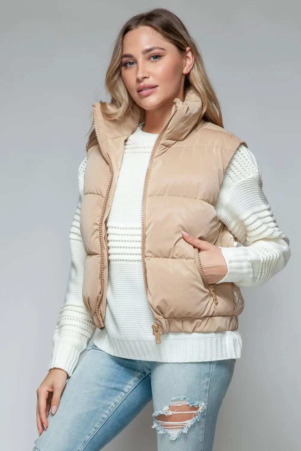 Snobbish Fine Fur Lining Quilted Vest - Trendsi - Flyclothing LLC