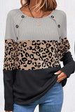 Leopard Round Neck Long Sleeve Top - Trendsi - Flyclothing LLC