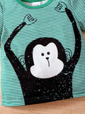 Children's Monkey Striped Top and Shorts Set - Trendsi - Flyclothing LLC