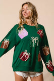 BiBi Sequin Christmas Gift Box Embroideries Pullover - Trendsi - Flyclothing LLC