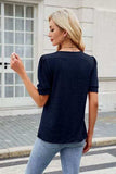 Round Neck Short Sleeve T-Shirt - Trendsi - Flyclothing LLC