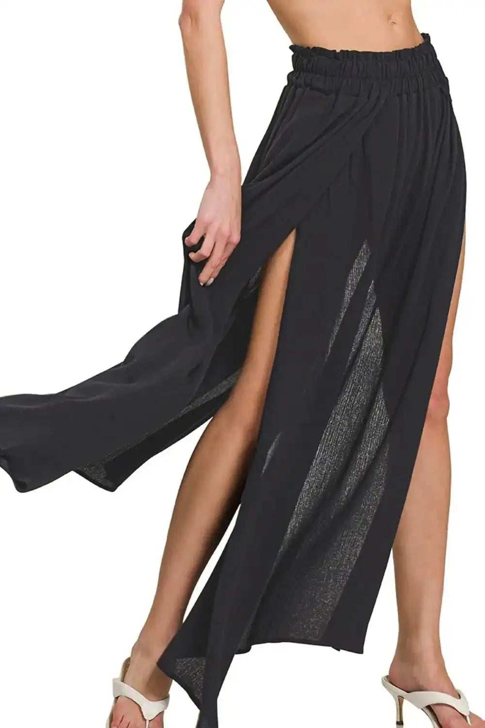 Zenana Woven Crinkle Gauze Long Skirts - Trendsi - Flyclothing LLC