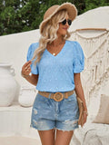 Twisted Heart V-Neck Short Sleeve Blouse - Trendsi - Flyclothing LLC