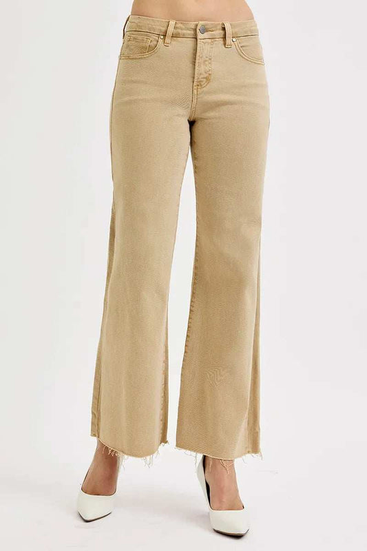 RISEN Full Size Raw Hem Wide Leg Jeans Plus Size - Trendsi - Flyclothing LLC