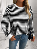 Ivy Lane Striped Round Neck Long Sleeve Sweatshirt - Trendsi - Flyclothing LLC