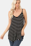 Zenana Striped V-Neck Curved Hem Cami - Trendsi - Flyclothing LLC