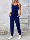 Scoop Neck Tie Waist Jumpsuit - Trendsi - Flyclothing LLC