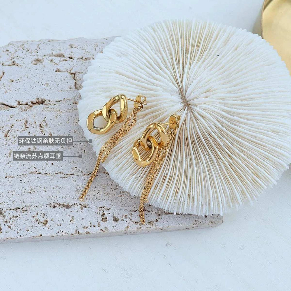 Titanium Steel Chain Shape Earrings - Trendsi - Flyclothing LLC