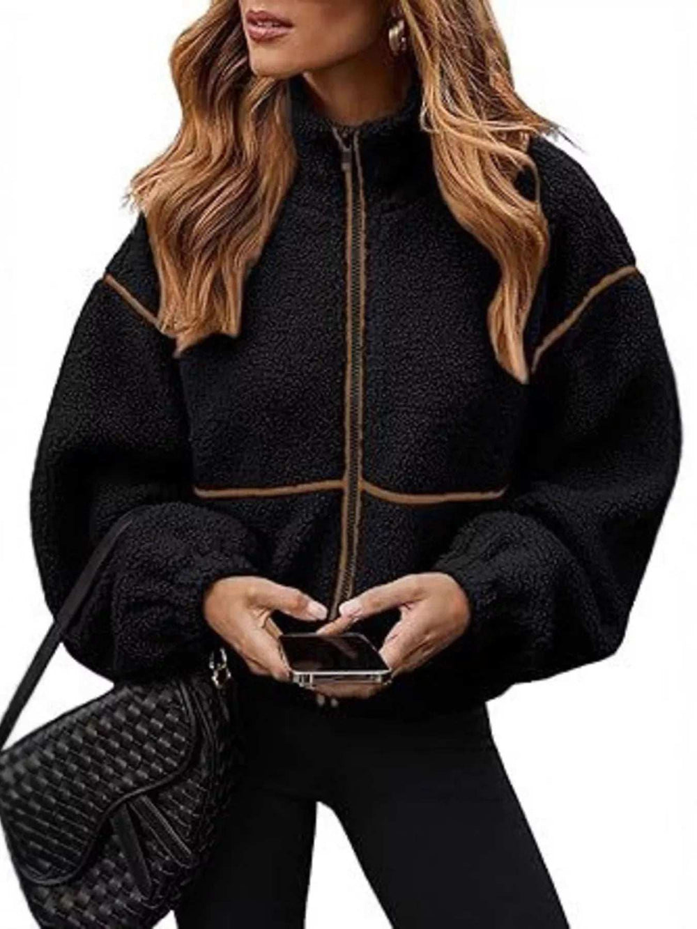 Cozy Sherpa Fleece Zip-Up Jacket - Trendsi - Flyclothing LLC