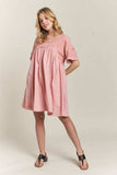 ADORA Round Neck Half Sleeve Babydoll Dress - Trendsi - Flyclothing LLC