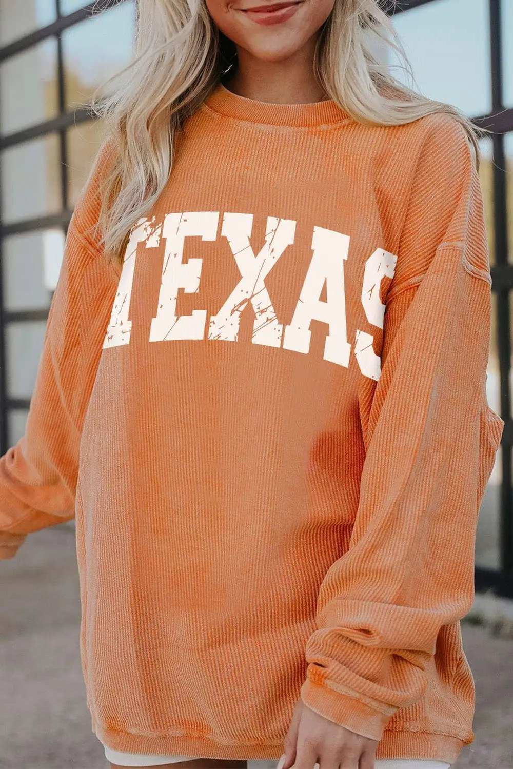 TEXAS Round Neck Long Sleeve Sweatshirt - Trendsi - Flyclothing LLC