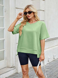 Round Neck Short Sleeve T-Shirt - Trendsi - Flyclothing LLC