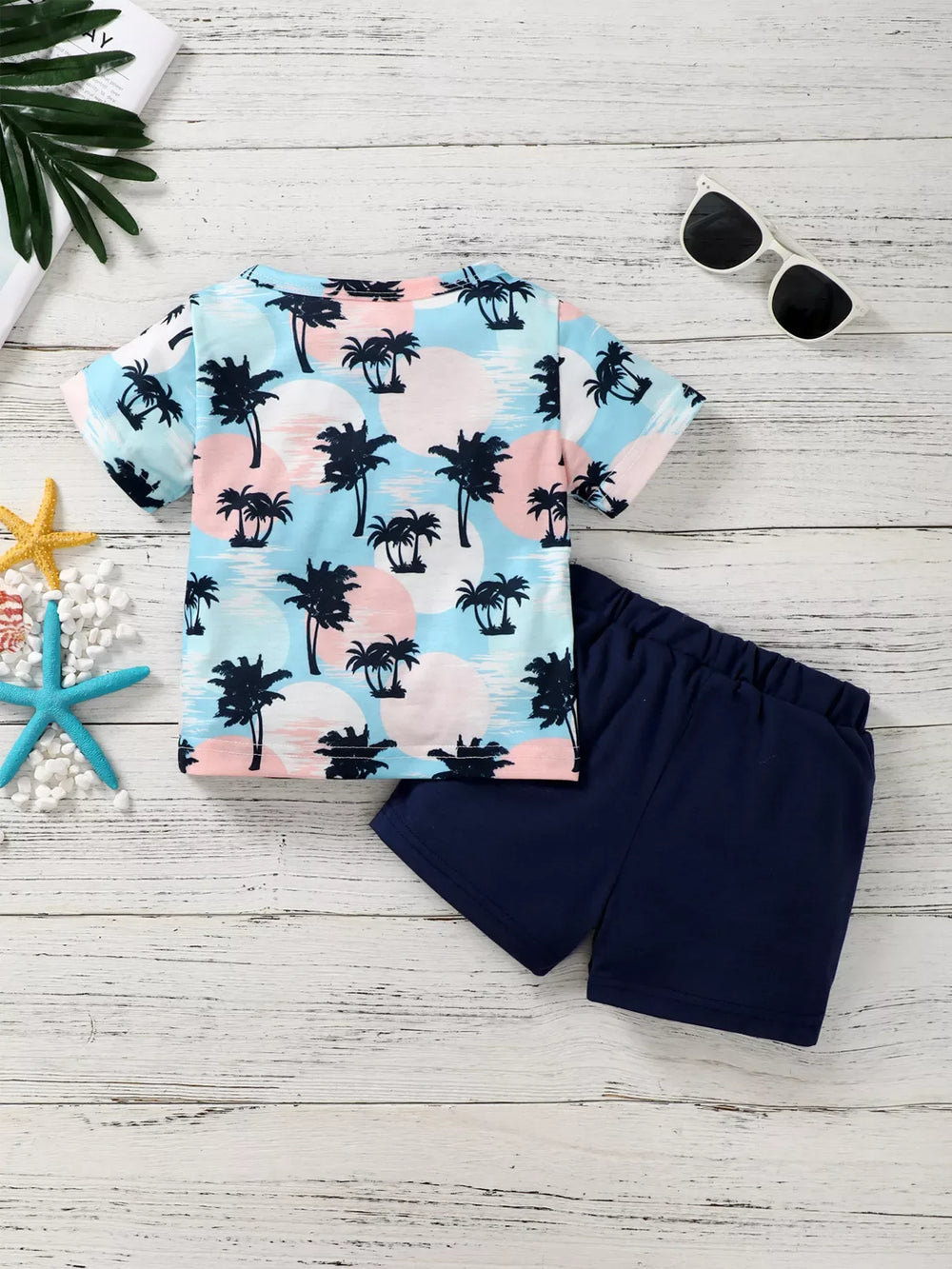 Children's Tropical Palm Tree Print Outfit Set - Trendsi - Flyclothing LLC