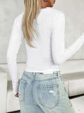 V-Neck Long Sleeve T-Shirt - Trendsi - Flyclothing LLC
