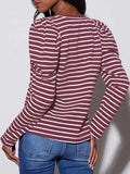 Striped Round Neck Long Sleeve T-Shirt - Trendsi - Flyclothing LLC