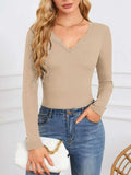 Notched Long Sleeve T-Shirt - Trendsi - Flyclothing LLC