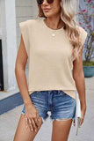 Corded Rib Round Neck T-Shirt - Trendsi - Flyclothing LLC