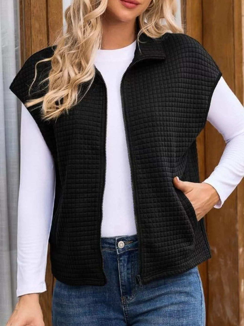 Zip-Up Vest Coat - Trendsi - Flyclothing LLC