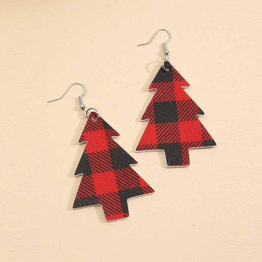 Christmas Tree PU Leather Dangle Earrings - Trendsi - Flyclothing LLC