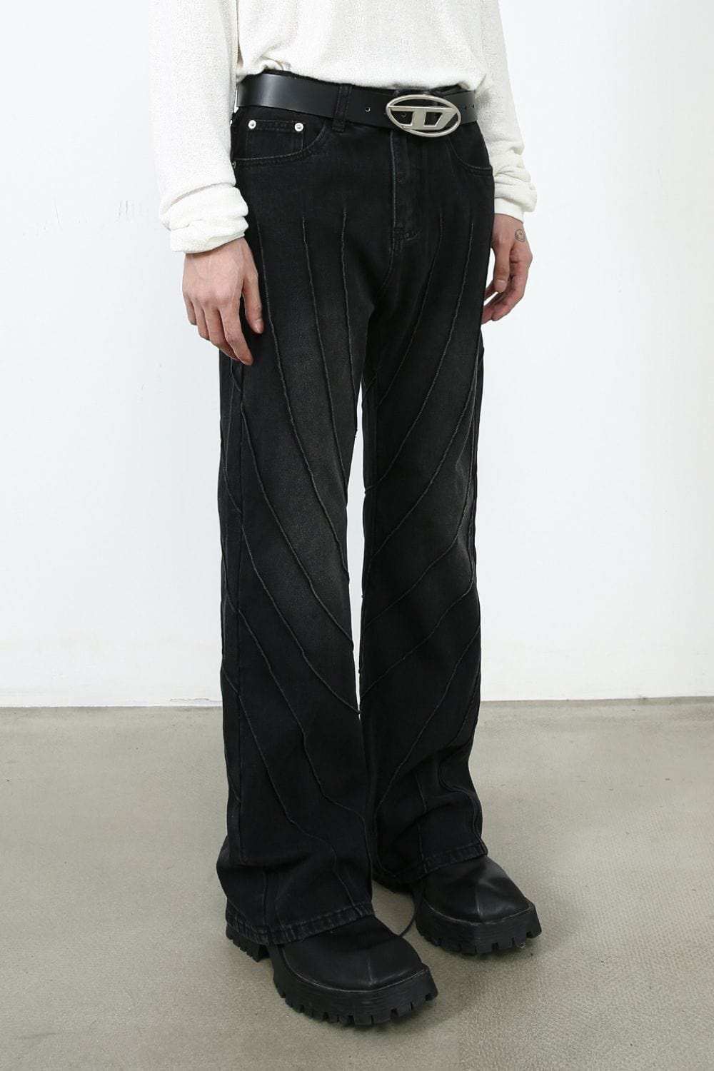 Men's Exposed Seam Jeans with Pockets - Trendsi - Flyclothing LLC