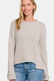 Zenana Asymmetric Hem Drop Shoulder Sweater - Trendsi - Flyclothing LLC