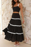 Contrast Trim Cami and Maxi Skirt Set - Trendsi - Flyclothing LLC