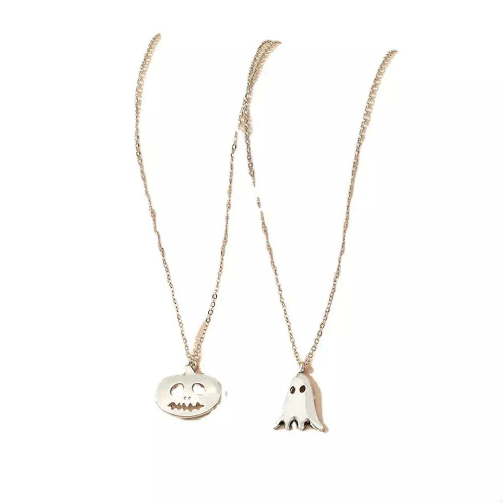 2 Piece Halloween Ghost & Pumpkin Pendant Necklace - Trendsi - Flyclothing LLC