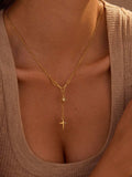 18K Gold-Plated Star Cross Pendant Necklace - Trendsi - Flyclothing LLC