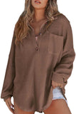 Half Button Long Sleeve Sweatshirt - Trendsi - Flyclothing LLC