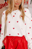 Heart Round Neck Long Sleeve Sweater - Trendsi - Flyclothing LLC