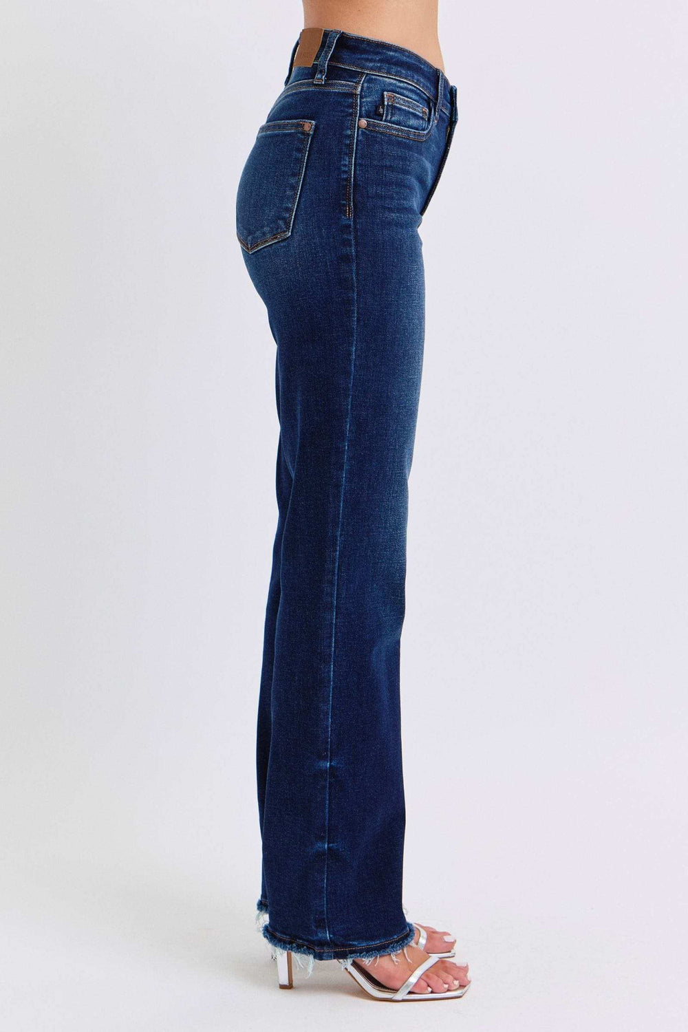 Judy Blue Full Size Raw Hem Straight Leg Jeans - Trendsi - Flyclothing LLC