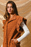 BiBi Quilting Knit Ruffle Sleeve Vest - Trendsi - Flyclothing LLC