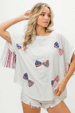 BiBi American Flag Sequin Ribbon T-Shirt - Trendsi - Flyclothing LLC