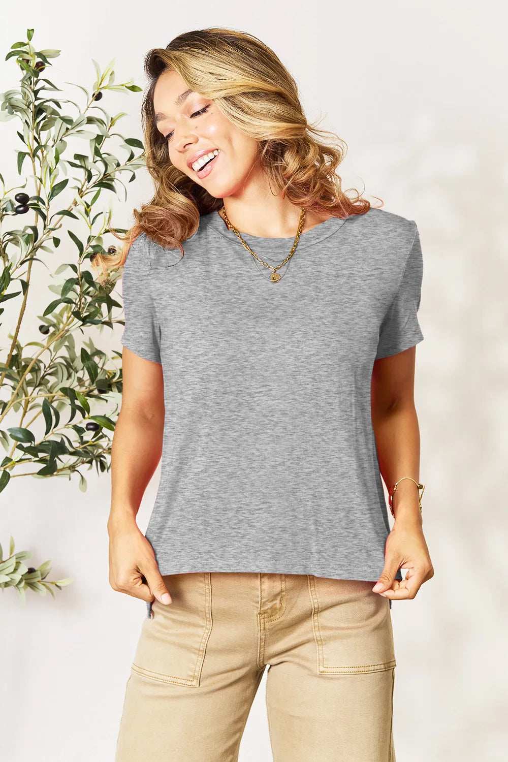 Basic Bae Bamboo Full Size Round Neck Short Sleeve T-Shirt Plus Size - Trendsi - Flyclothing LLC