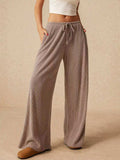 Ribbed Drawstring Wide Leg Pants - Trendsi - Flyclothing LLC