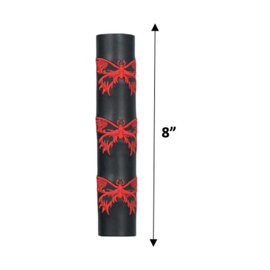 Black Leather Ponytail Wrap with Red Butterflies - Unik Just for Bikers - Flyclothing LLC