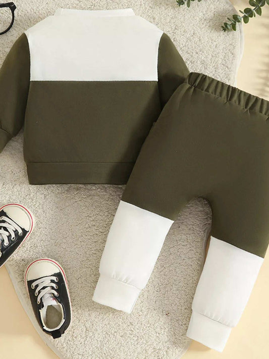 Children's Color Block Pocket Detail Top and Pants Outfit Set - Trendsi - Flyclothing LLC