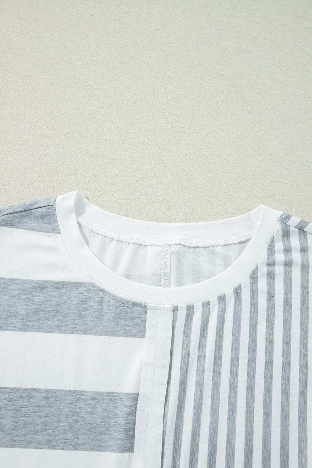 Stripe Mixed Short Sleeve Shift Mini Tee Dress - Trendsi - Flyclothing LLC