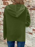 Full Size Texture Button Detail Drawstring Long Sleeve Hoodie - Trendsi - Flyclothing LLC