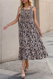 Smocked Printed Wide Strap Dress - Trendsi - Flyclothing LLC