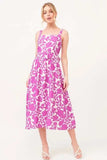 And The Why Square Neck Belted Floral Printed Midi Dress - Trendsi - Flyclothing LLC