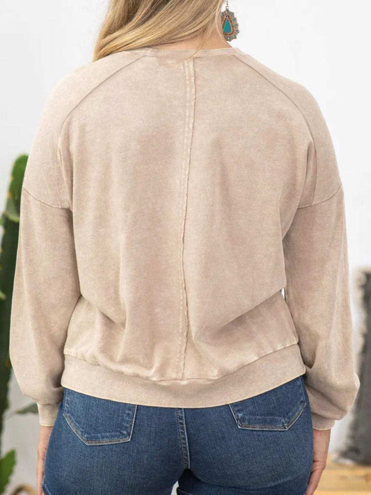 Plus Size Peace Sign Long Sleeve Sweatshirt - Trendsi - Flyclothing LLC